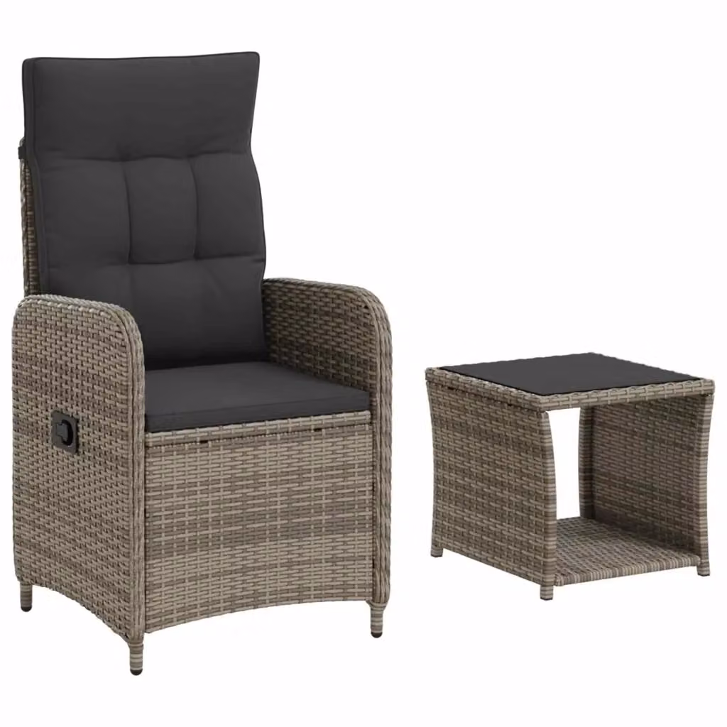Set Lounge da Giardino vidaXL con 2 Poltrone e Tavolino, Grigio e Antracite, Struttura in Acciaio e Cuscini Inclusi – 2