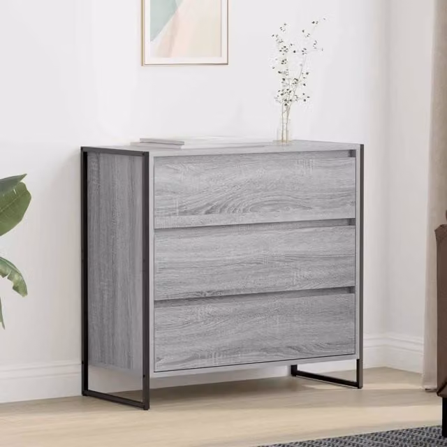 Credenza stile industrial vidaXL in legno MDF e metallo grigio L: 79 cm, P: 36 cm, H: 75.5 cm