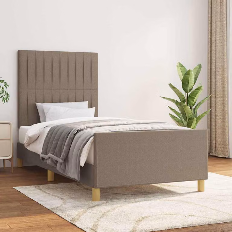 Giroletto senza materasso vidaXL in legno di larice e tessuto beige, L/P/H: 90 x 200 x 128 cm
