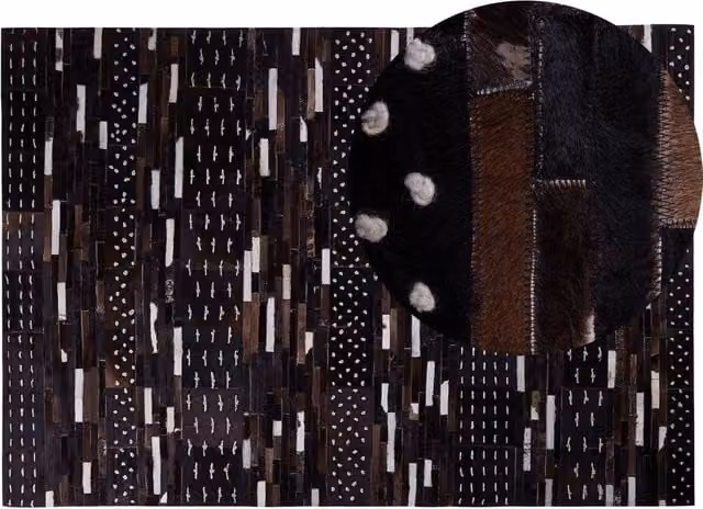 Tappeto patchwork moderno BELIANI in pelle e lana marrone, L: 230 cm, P: 160 cm – 1