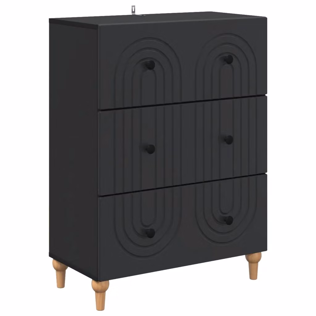 Mobile con Cassetti Moderno vidaXL in MDF Nero L: 66 cm, P: 34,5 cm, H: 90 cm – 2