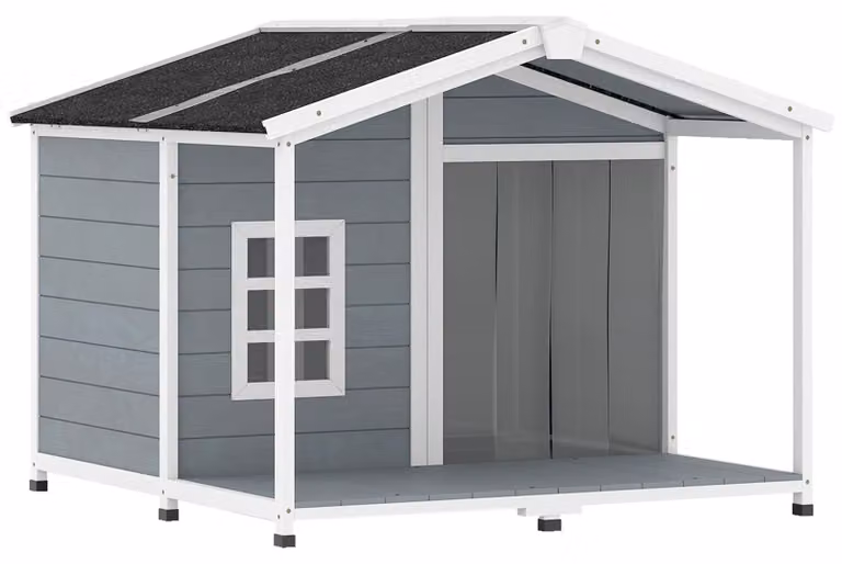 Cuccia per cani con terrazza | Colore: Grigio | Dimensioni: 103x107x83,5 cm