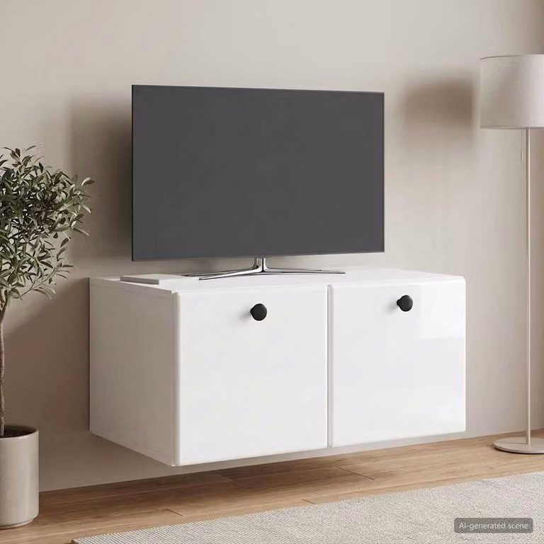 vidaXL Mobile Porta TV da Muro Moderno Bianco Lucido L: 59,5 cm, P: 41 cm, H: 30 cm