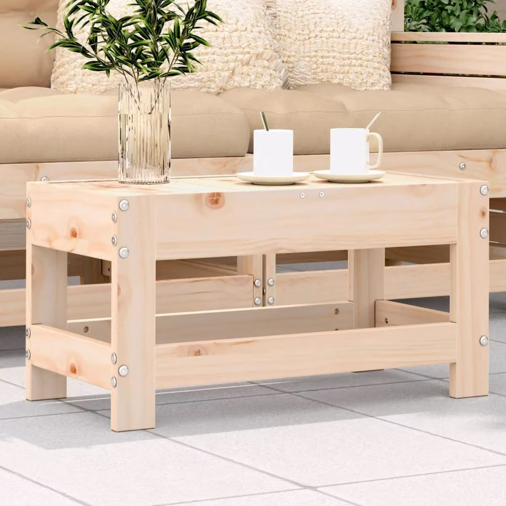 vidaXL Poggiapiedi da Giardino in Legno di Pino Massello, Colore Marrone e Beige, L: 62 cm, P: 30 cm, H: 32 cm
