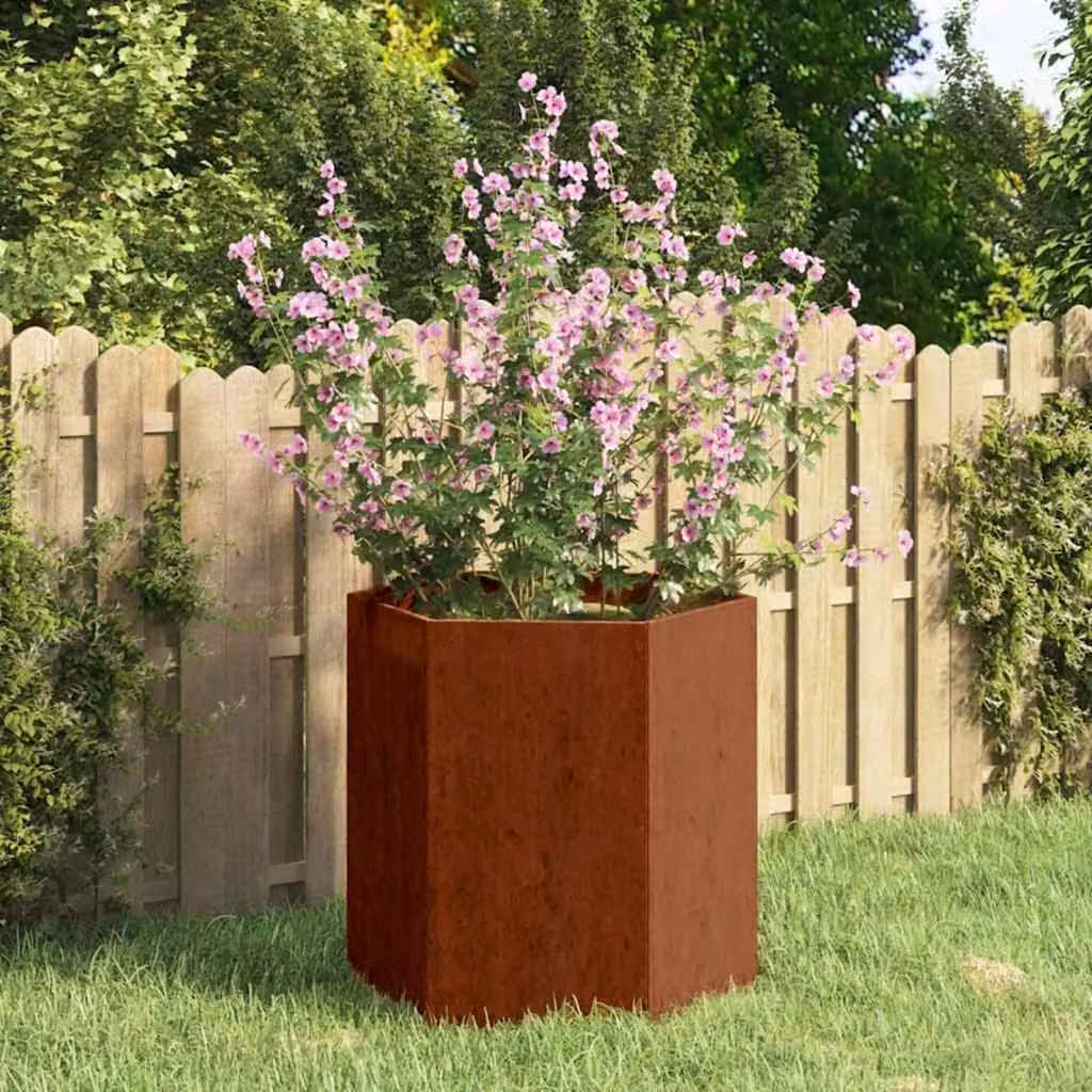 Fioriera vidaXL in acciaio color marrone, L/P/H: 40 x 40 x 45 cm