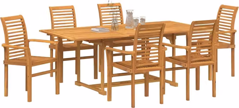 Set da Pranzo per Giardino 7 pcs Marrone Legno di teak solido