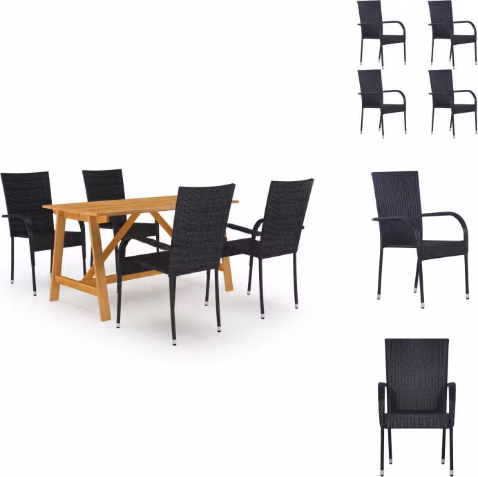 vidaXL Set da pranzo da giardino 5 pezzi nero - Set di mobili da giardino