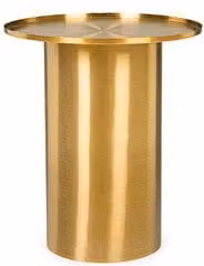 Tavolino rotondo moderno Bizzotto KALPITA in metallo oro con piano lucido, Diametro: 50 cm