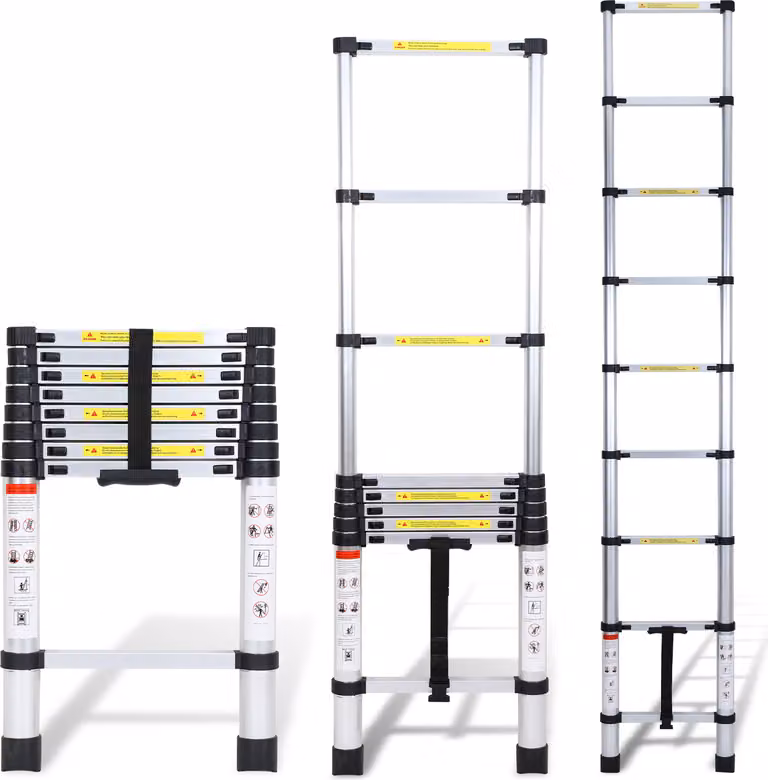 Scala telescopica professionale Jayseuw 2,6 M in alluminio 150 kg di portata scala multiuso piedini in gomma antiscivolo