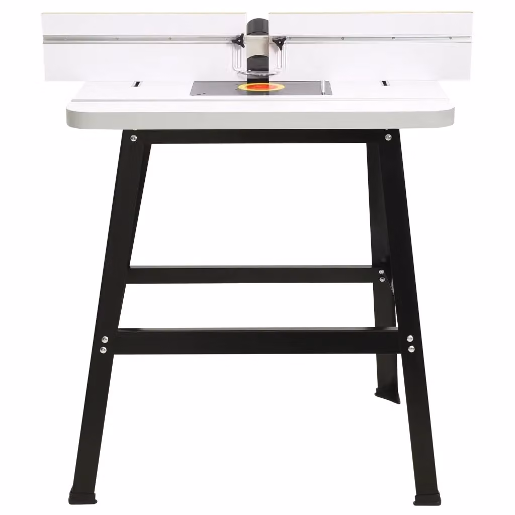 Tavolo Router vidaXL in acciaio e MDF, disponibile in bianco o nero, L: 81 cm, P: 61 cm, H: 88 cm – 2