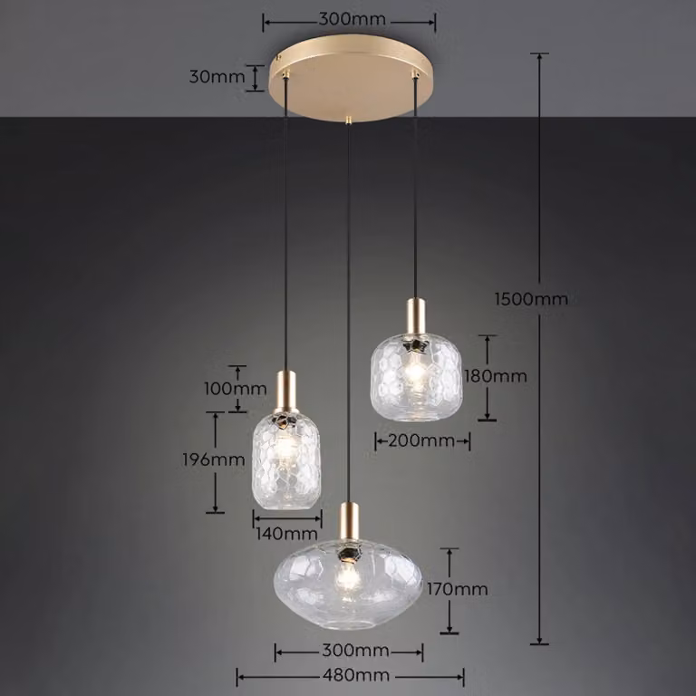 Reality Leuchten Lampada a sospensione Emelie, dimmerabile, Ottone / Oro, Soggiorno / Sala da pranzo, Metallo, Lampada a sospensione