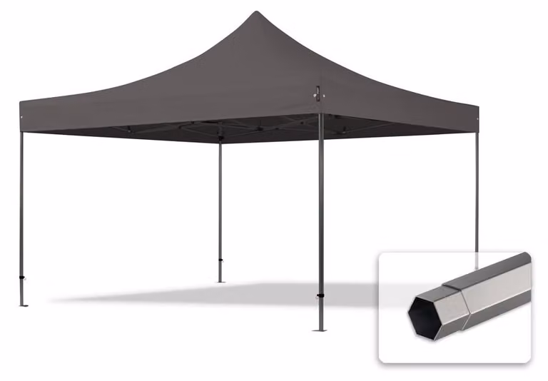 TOOLPORT 4x4 m gazebo pieghevole, PREMIUM acciaio, grigio scuro