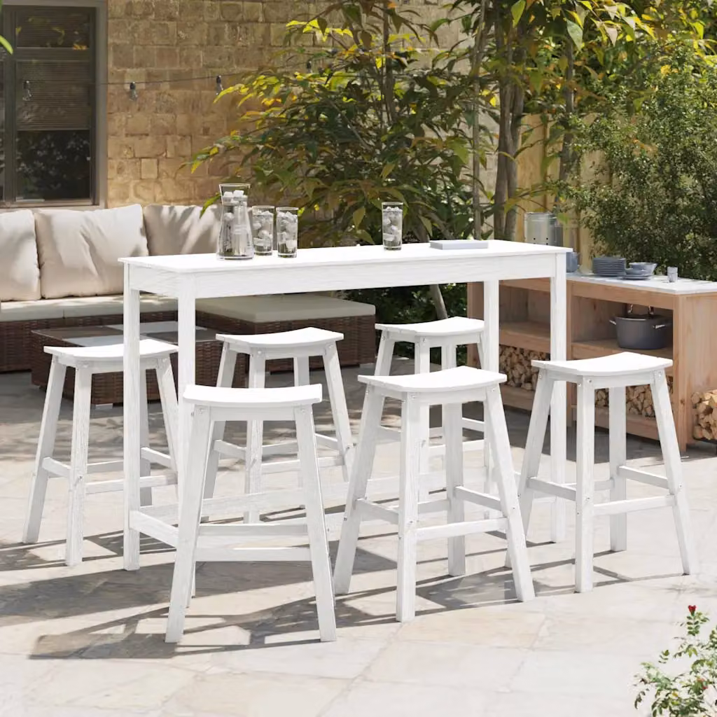 vidaXL Set Bar da Giardino Moderno in Plastica Bianco, 6 Pezzi