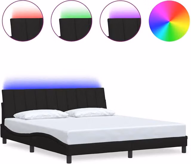 Letto matrimoniale | Letto per adulti | Giroletto senza Materasso Hanko Nero 180x200 cm in Tessuto