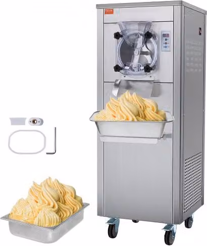 Macchina per Gelato Commerciale VEVOR Monogusto in Acciaio Inox Argento con Display Digitale, Potenza 1600 W e Capacità 6 Litri