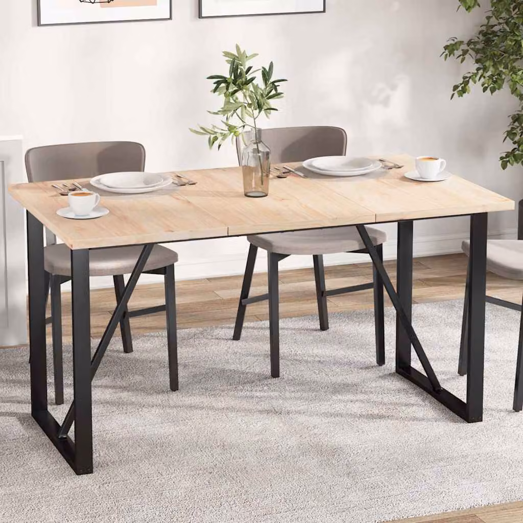 Set di 3 piani per tavolo rettangolari vidaXL in legno massello di pino color marrone beige, L: 80 cm, P: 47 cm, H: 2,5 cm