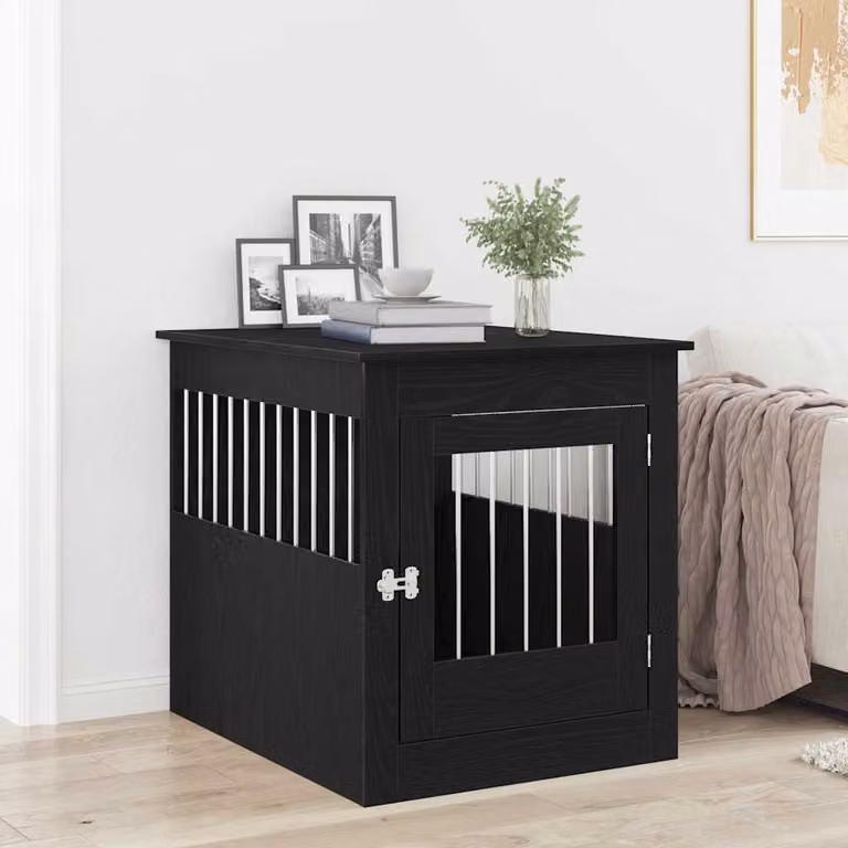 Mobile per cuccia per cani vidaXL in legno ingegnerizzato, colore Nero, L 64,5 cm x P 80 cm x H 71 cm
