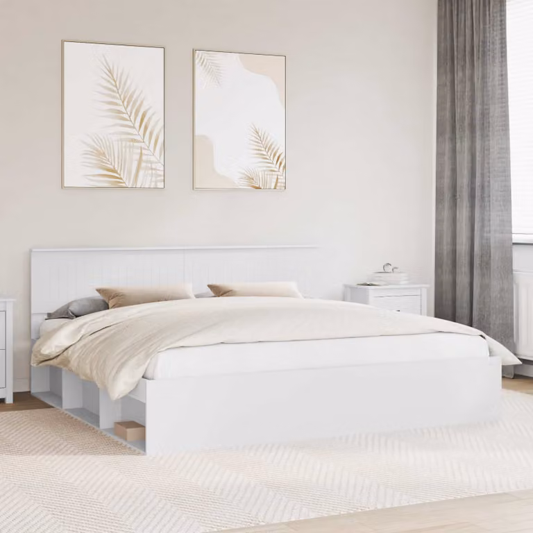 Struttura del letto in pino massello bianco vidaXL 200 x 200 cm