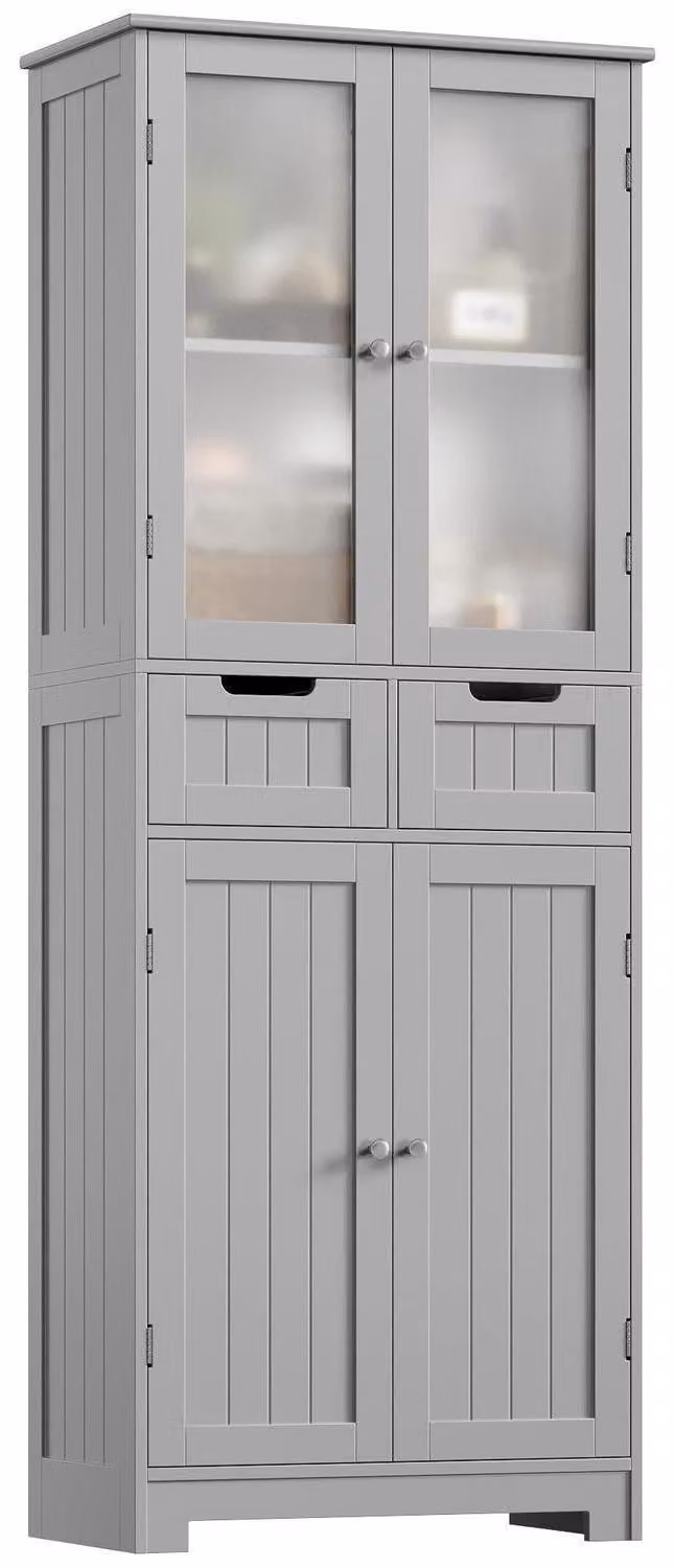Mobile bagno alto, 4 ante, 2 cassetti, 170x60x30 cm, colore grigio
