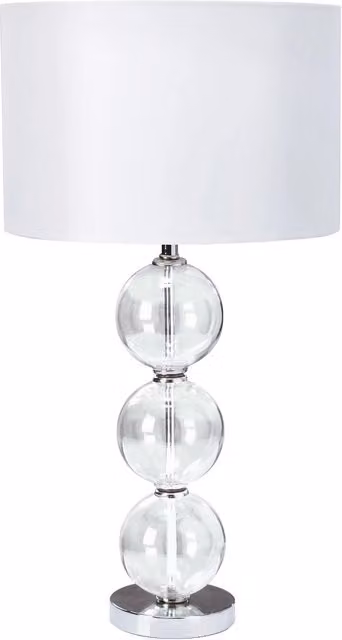 Lampada da scrivania Searchlight in metallo cromato e vetro bianco trasparente con attacco E27