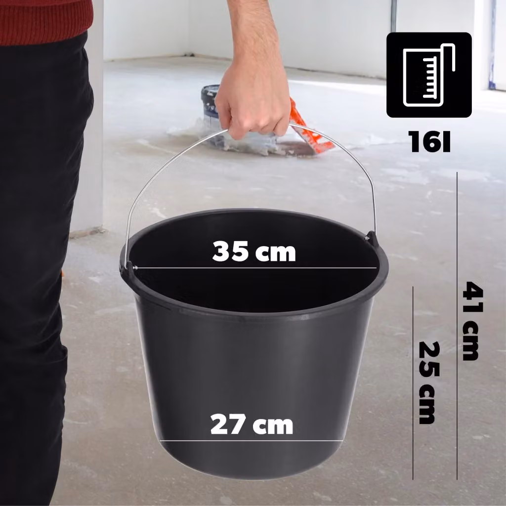 Secchio da costruzione KADAX in plastica nera da 16 l per uso domestico e giardinaggio – 2