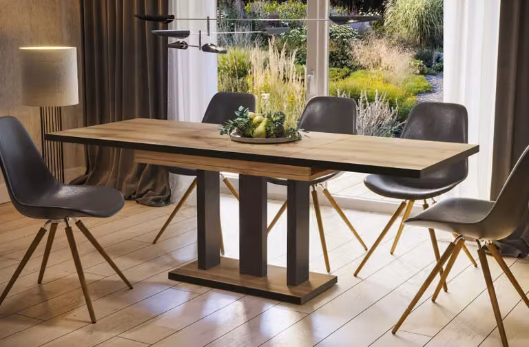 Endo-Möbel tavolo da pranzo Appia Special 130 - 210 cm bicolore tavolo a colonna allungabile tavolo da cucina (rovere Wotan)