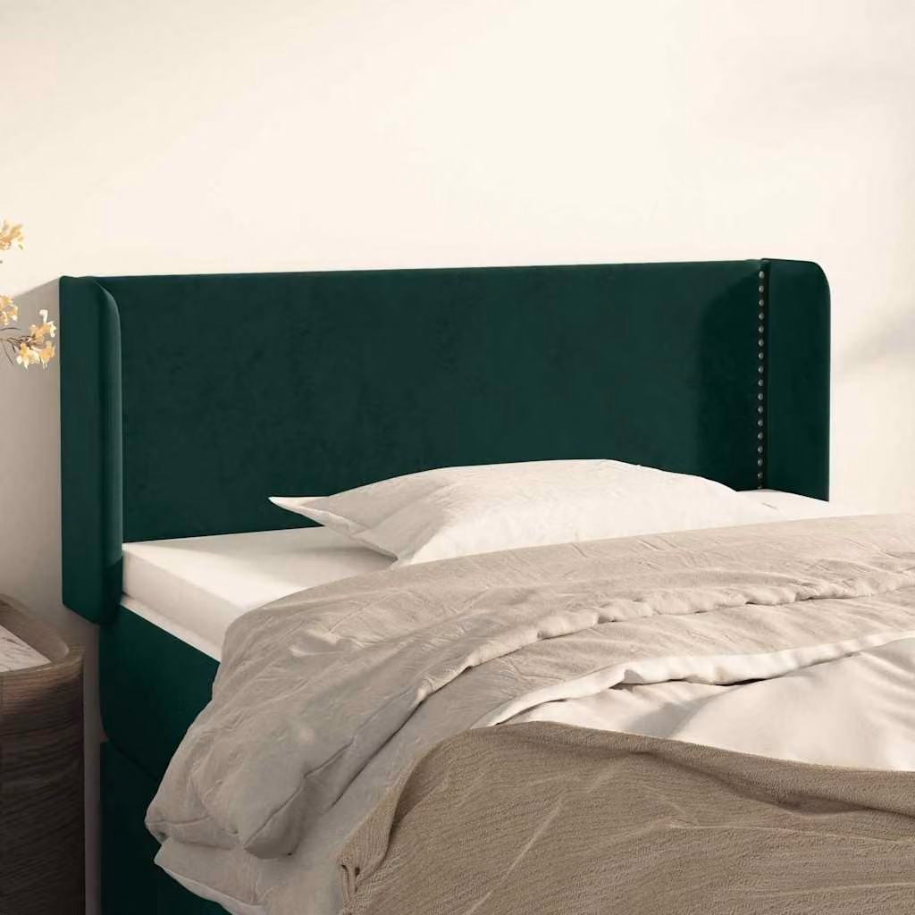 Testiera ad orecchio vidaXL in velluto verde scuro L: 103 cm, P: 16 cm, H: 78-88 cm
