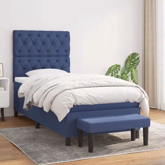 Letto Ibrido con Giroletto a Molle e Materasso vidaXL, Blu e Bianco, L/P/H: 80 x 200 x 203 cm