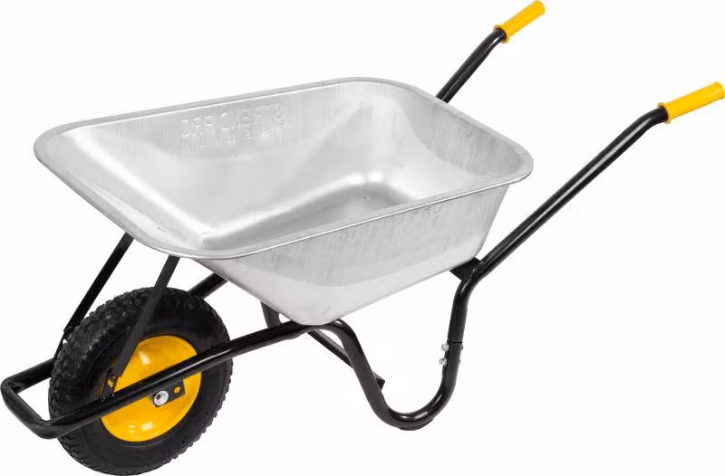 Carriola Strend Pro Premium Fortis BLACK ES, ruota pneumatica gonfiabile, zincata, 85 litri, max. 250 kg (smontata)