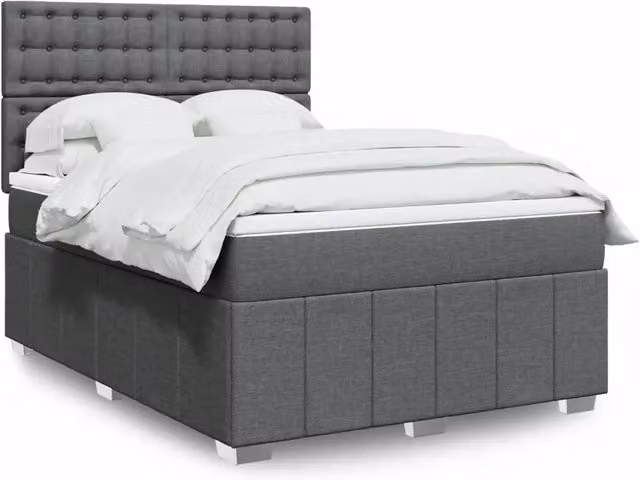 Giroletto a Molle con Materasso Grigio Scuro 140x190 cm Tessuto 3293978