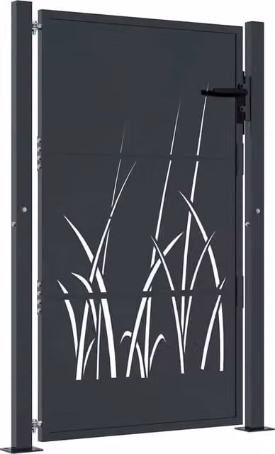 Cancello da giardino antracite 100x150 cm in acciaio design erba CFW3723466