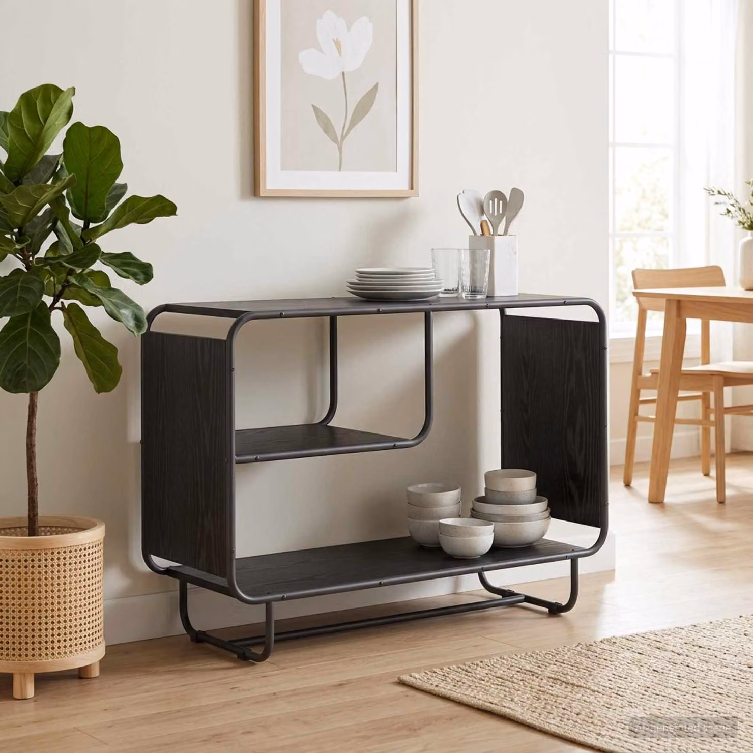 Credenza stile industrial vidaXL in legno MDF e metallo, colore nero opaco, L 93.5 x P 37.5 x H 64.5 cm