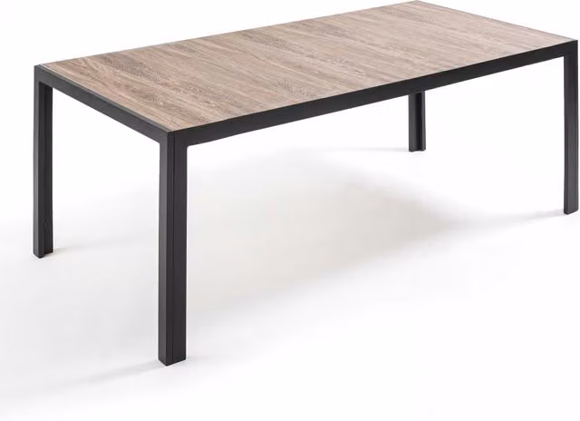 Oviala - Tavolo da giardino con struttura in alluminio e ceramica effetto legno