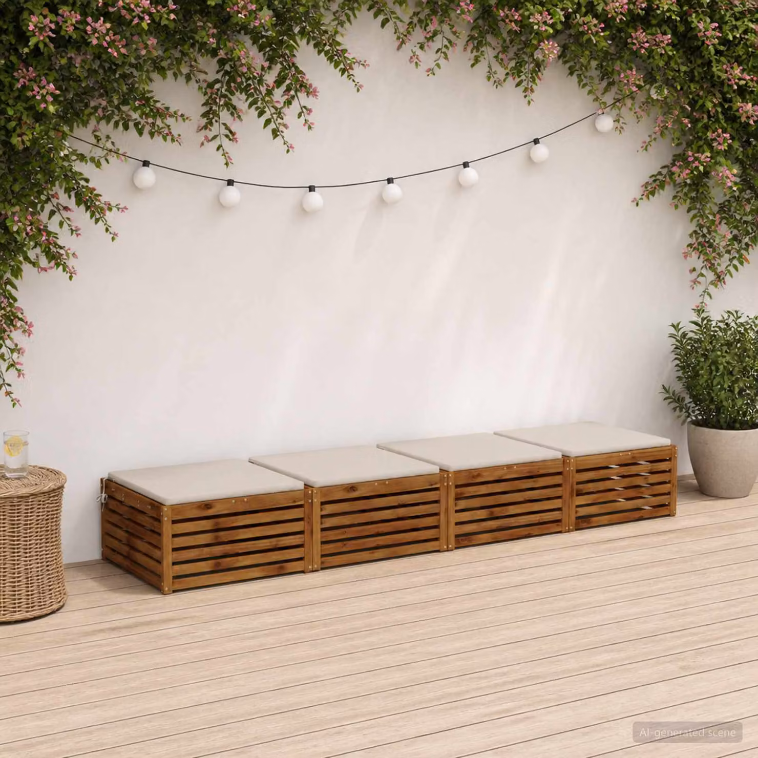 Set di 4 cuscini per sedia quadrati vidaXL in poliestere bianco con rivestimento rimovibile e resistenza ai raggi UV
