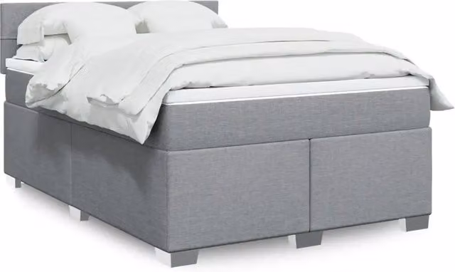 Letto a molle con materasso ibrido vidaXL in tessuto grigio e bianco L/P/H: 140 x 190 cm