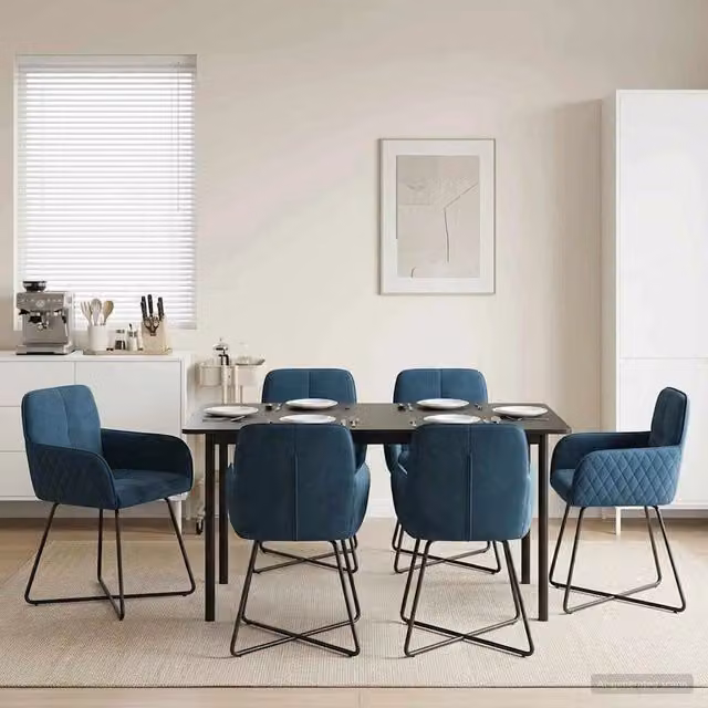 Sedie da pranzo 6 pz Velluto Blu 59 x 56,5 x 86 cm 3428226