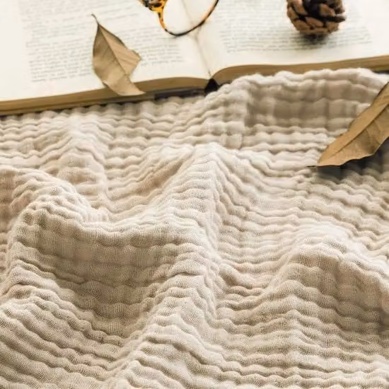 Coperta throw in cotone muslin beige marrone chiaro L: 140 cm x P: 190 cm