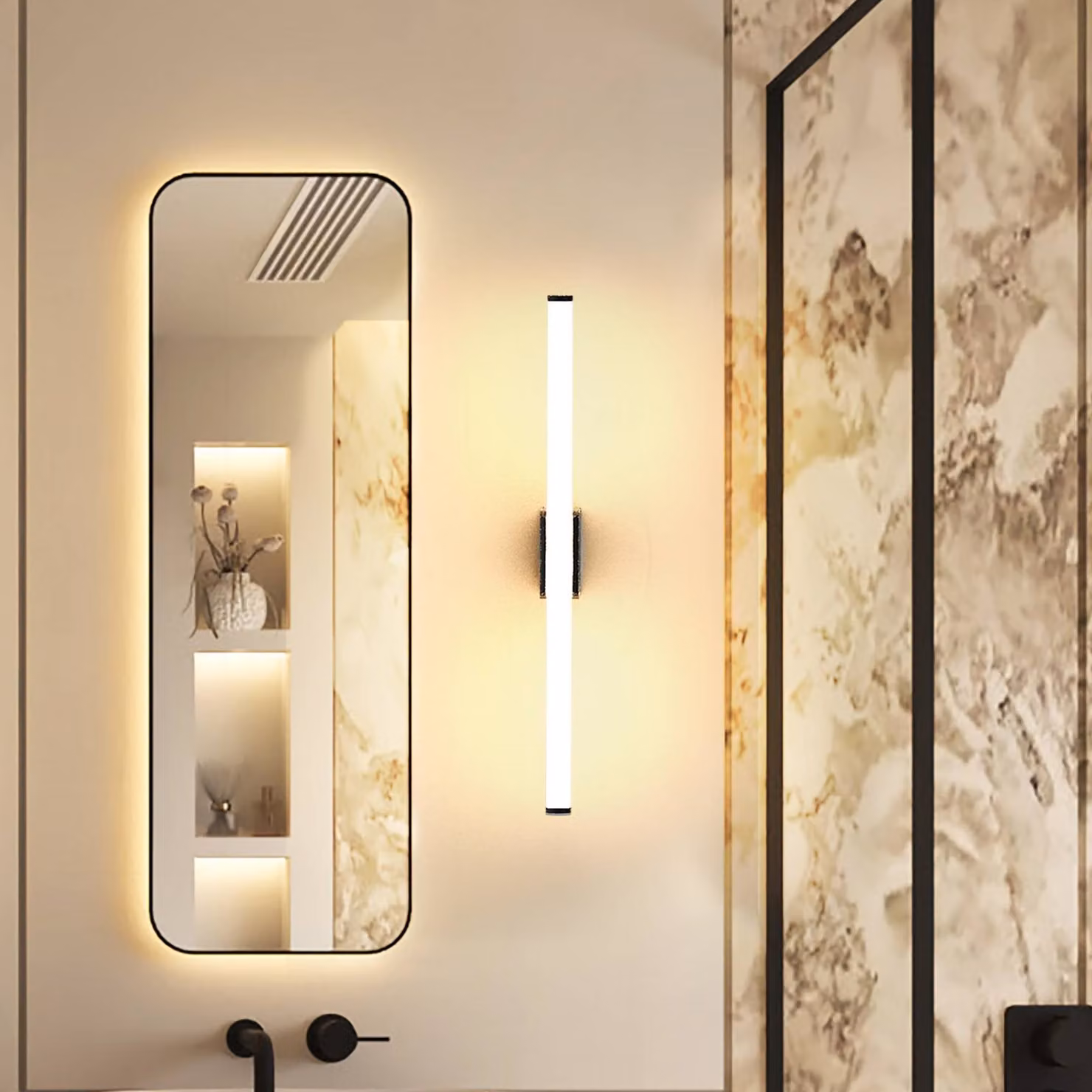 Molto Luce Applique da parete VINA S, Nero, Bagno, Alluminio, Moderno, Applique