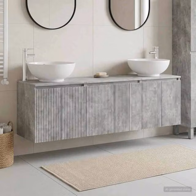 Set di Armadi da Bagno 3 pz Grigio Cemento 49,5 x 44,5 x 65 cm 3405690