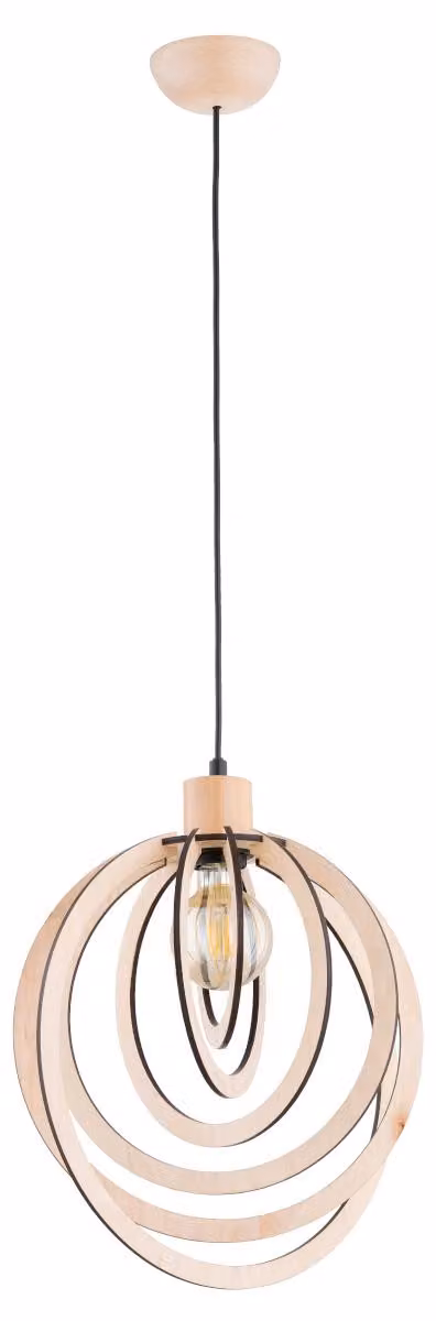 Lampada a sospensione SOLINA, legno chiaro e nero, 1xE27x15W, legno, dimensioni: 90x25x35 cm, IP20, Alfa
