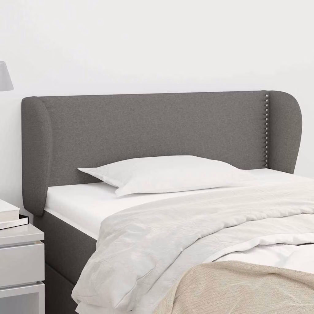 Testiera ad orecchio vidaXL in tessuto grigio scuro con struttura in legno L: 93 cm, P: 23 cm, H: 78-88 cm