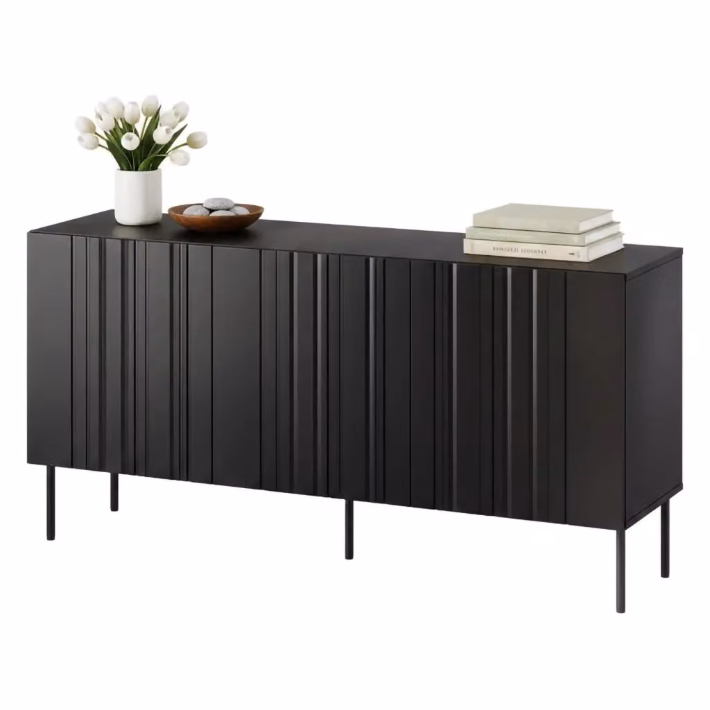 Madia DMORA Spirano moderna con design geometrico e finitura opaca, colore nero, L: 151 cm, P: 42 cm, H: 75 cm – 2