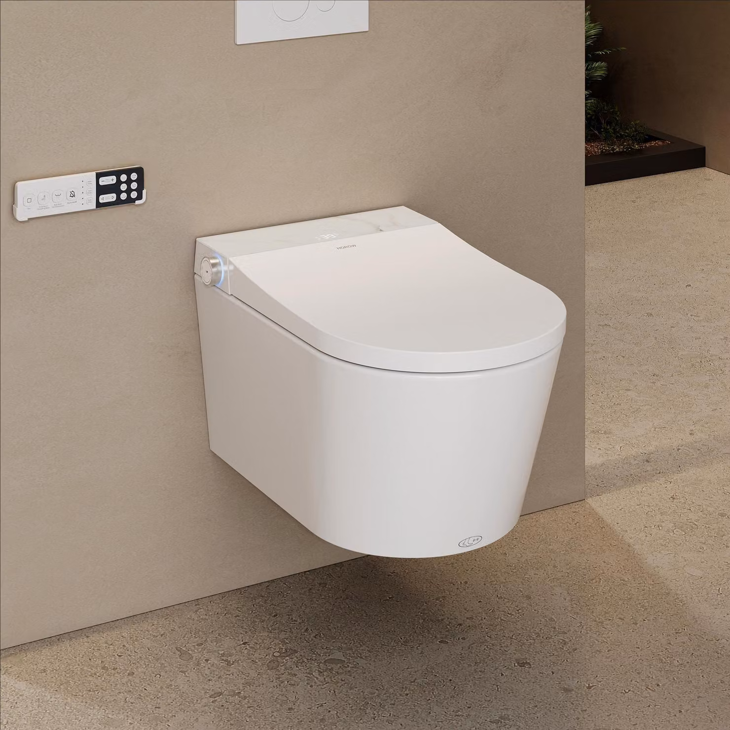 HOROW, WC con doccia intelligente dotato di sensore automatico, toilette elettrica smart con funzione anticalcare, dimensioni: 58,6 x 27,5 x 41,6 cm