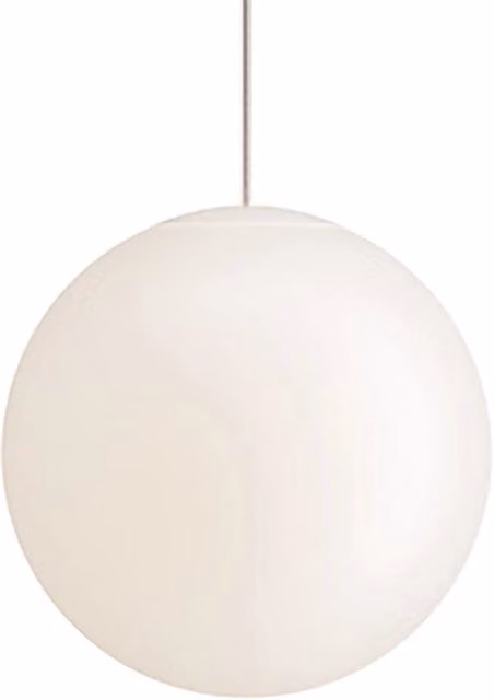 Lampada a sospensione Sferis Zafferano in vetro bianco e trasparente, diametro: 30 cm, altezza regolabile fino a 320 cm, attacco E27, design minimale a sfera