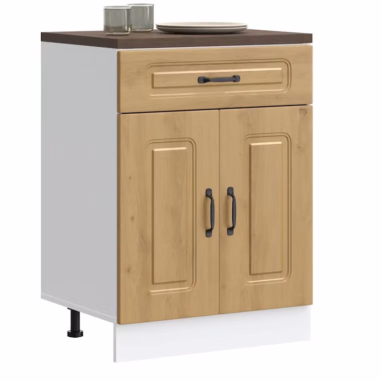 Base da cucina moderna vidaXL Kalmar in legno marrone con ante a battente L: 60 cm, P: 46 cm, H: 81,5 cm