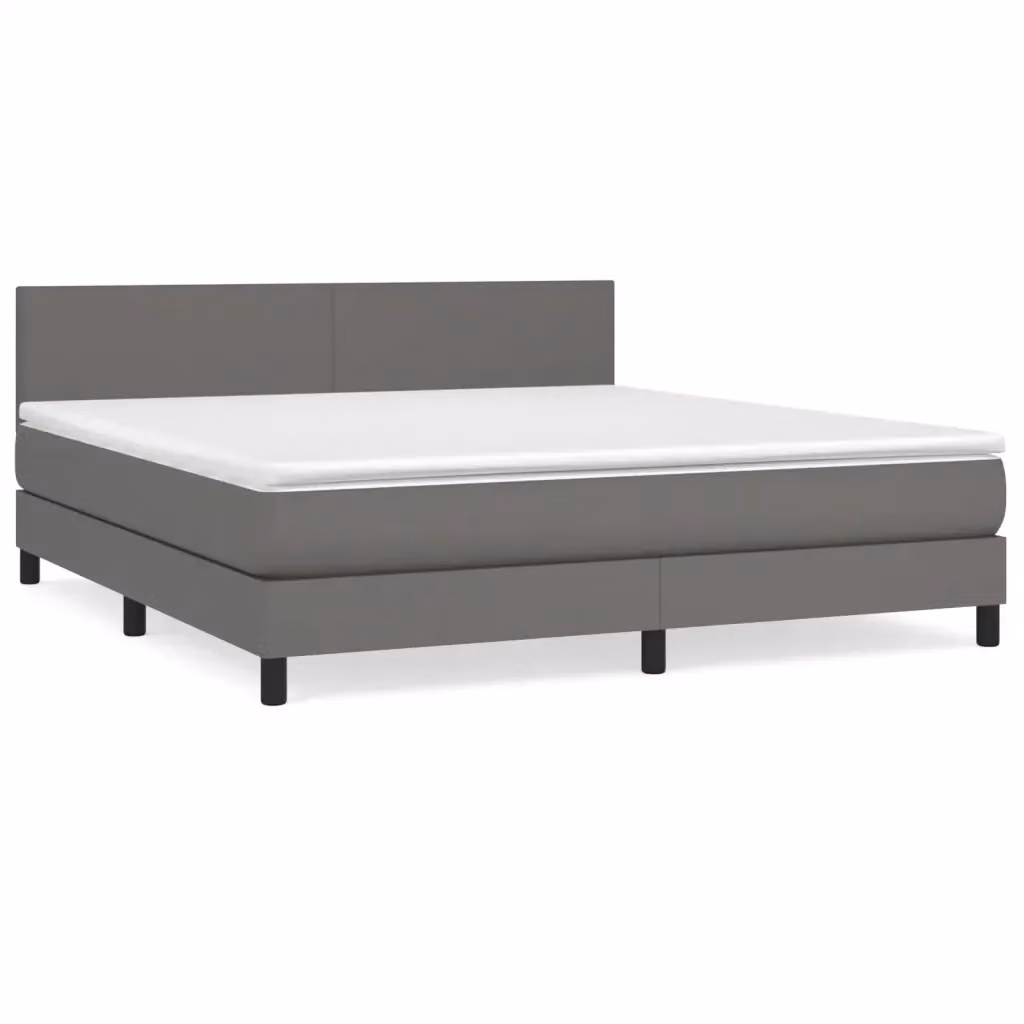Letto a molle con materasso vidaXL in similpelle grigio e bianco L/P/H: 180 x 200 x 203 cm – 2