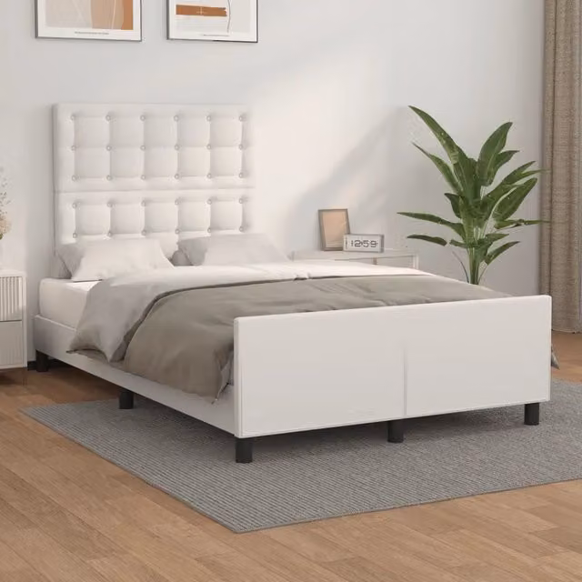 Letto con testiera vidaXL in similpelle bianco L/P/H: 200 x 120 x 128 cm – 1