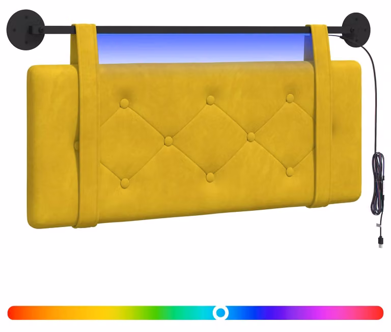 Testiera sospesa Con luce LED Giallo Velluto
