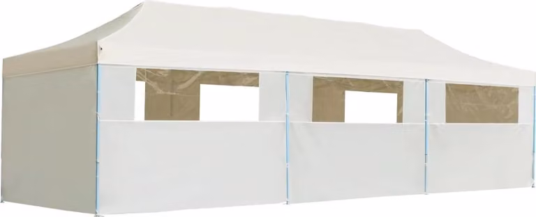 Tenda Pieghevole Pop-Up con 8 Pareti Laterali 870x291x315 cm Crema