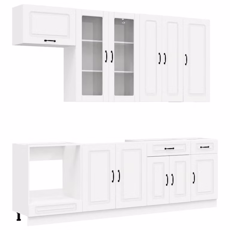 vidaXL Unità Cucina Moderna KALMAR 8 Pezzi Bianco Opaco in MDF con Ante a Battente e Cassetti